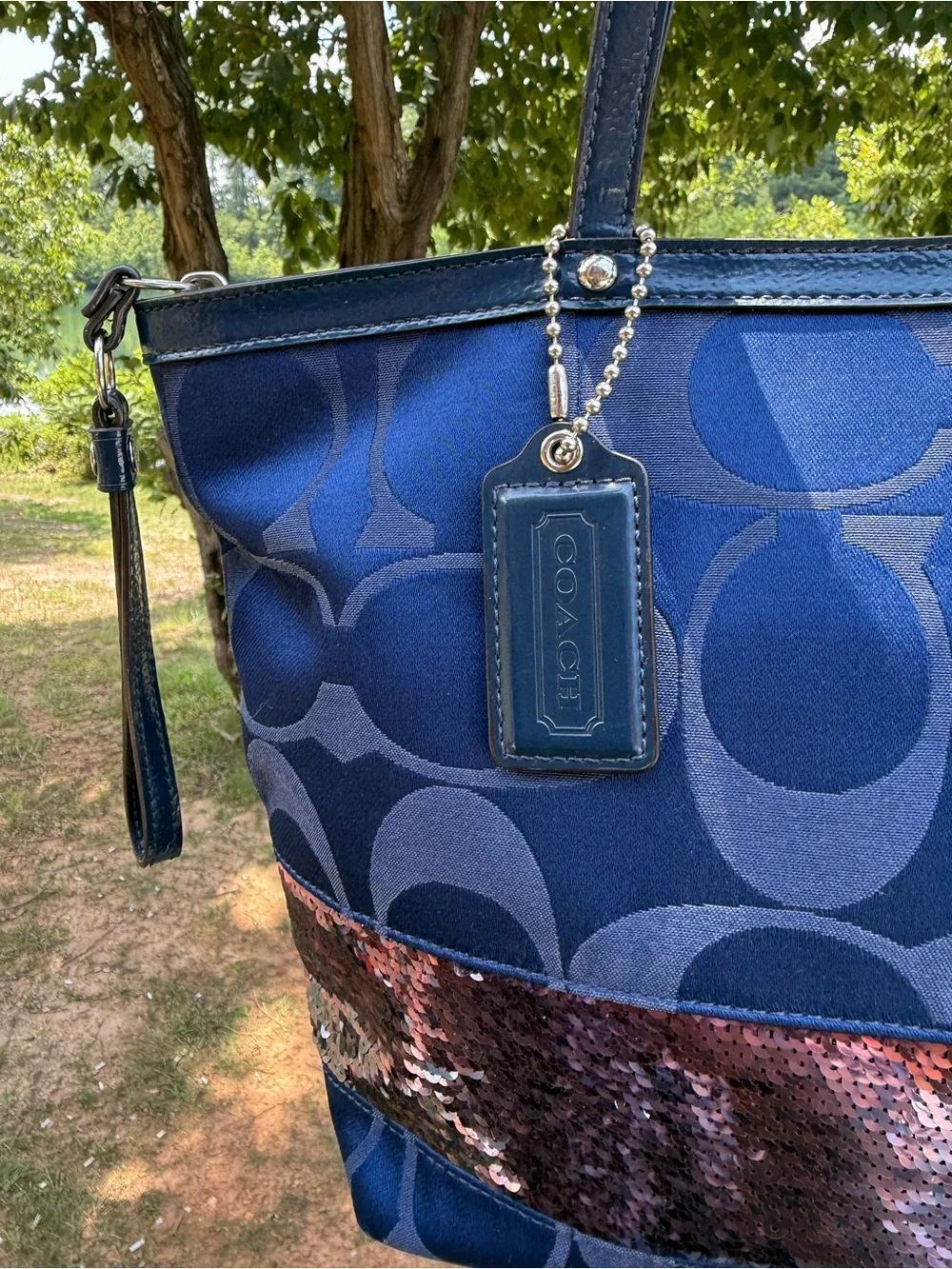 💙Y2K Coach Blue Signature Tote with Sequined Accent💙